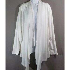 Kim Rogers Intimates Long Sleeve Draped Open Front Cardigan Ivory Plus Size 3X
